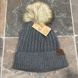 C.C Gray Knit Pom Beanie